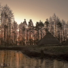 R o u n d h o u s e   . Keywords: Andy Morley;d a w n ; w a t e r ; t r e e s ; w i n t e r ; i c e ; r o u n d h o u s e ; i r o n   a g e ; m a r t h r o w n ; m a b i e   